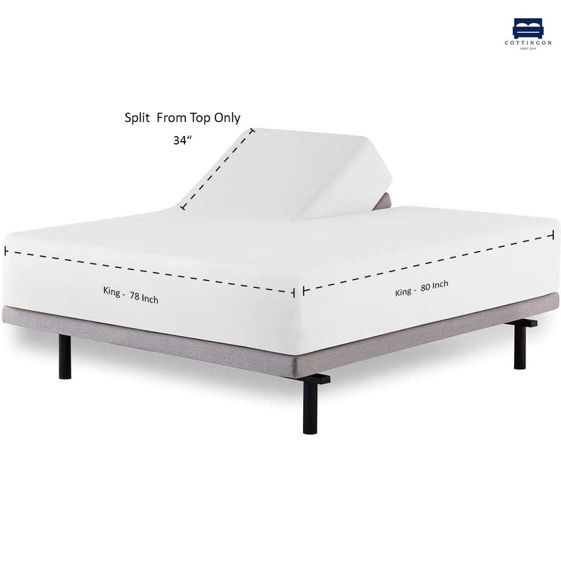 Cottingon 4 Piece Top Split King Sheets Set for Adjustable Beds, 100% Egyptian Cotton 28" Flex Head Shees for Sleep Number Bed fits 16 Inch Deep Mattress, White Solid - Image 5